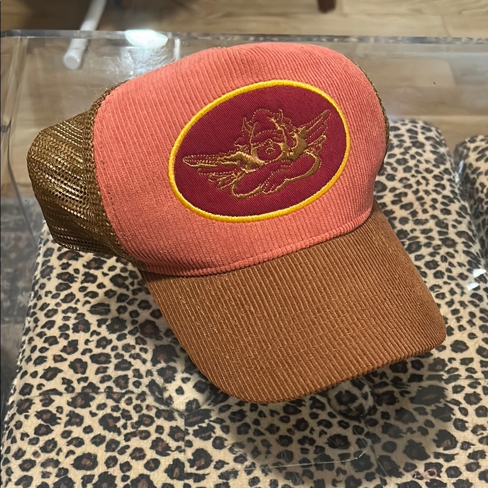 Boys Lie Coral and Brown Trucker Hat